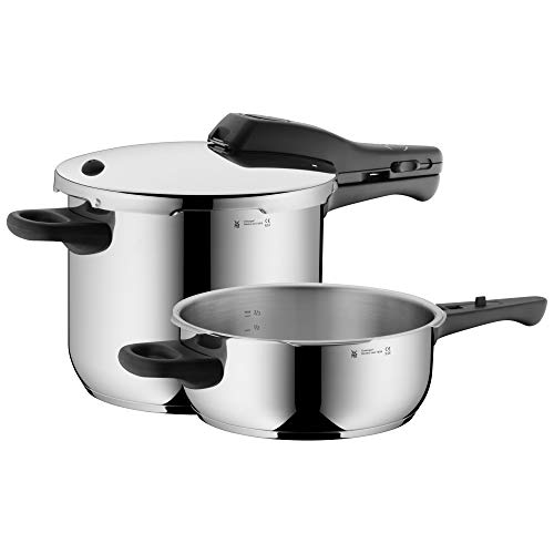WMF Perfect - Set con Olla Rápida 22 cm de diámetro de 6.5 l + cuerpo 3 l, Acero Inoxidable Pulido para inducción