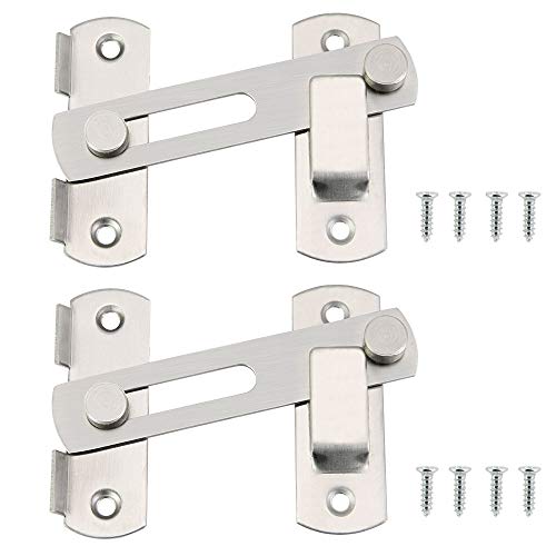 TANCUDER 2 PCS Pestillos para Puerta de Acero Inoxidable Pestillo de Puerta Corredera con 8 Tornillos Cerradura de Puerta de Acero Inoxidable Cerrojo de Puerta para Puerta Armario Ventana Gabinete