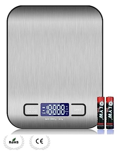 Cala Verde - 10 kg/ 1g Bascula de cocina, Balanza Cocina de Alta Precisión, Multifuncional, 2 pilas Incluidas, bascula digital precision, Pantalla LCD,Plataforma de Acero Inoxidable