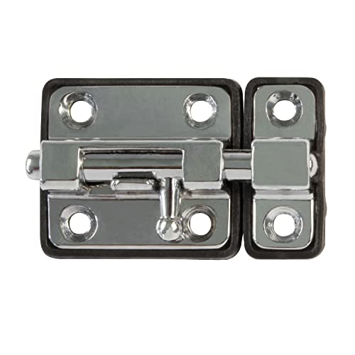 Amig - Pasador de Sobreponer para Puertas Mod.383 | 54 x 36 mm | Pestillo de Seguridad con Base de Plástico | Para Cierre Horizontal | De Acero Cromado | Incluye Tirafondos