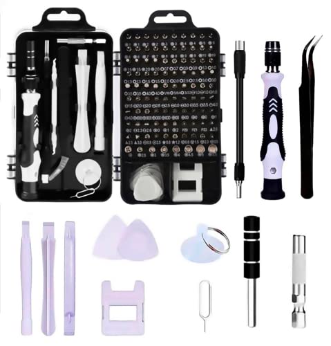 Beentop Destornilladores Precisión 115-1 con Gama de Puntas y Magnetizador - Destornillador con Extension Ajustable y Pinza Negro - Destornillador Precision para reparación de electrónica.