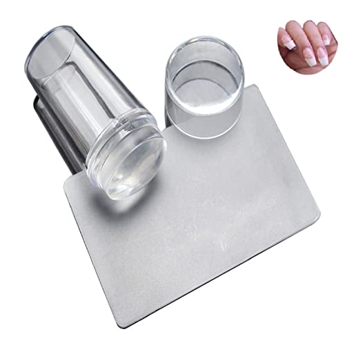 Estampado Uñas Silicona Transparente Raspador,Sello de Silicona para Una Manicura Francesa,Estampador para Uñas Con Raspador,Nail Art Stamper,para Una Manicura Francesa en Unos Instantes,Rápido Fácil