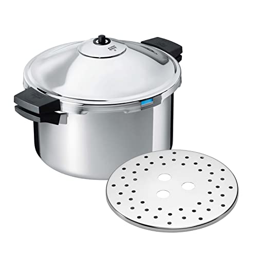Kuhn Rikon Duromatic Hotel, Olla a Presión Super Rápida con Asas 12 L./ 28 cm. Olla Express Apta para Inducción, Fondo Superthermic para una buena Distribucion del Calor, Acero Inoxidable18/10