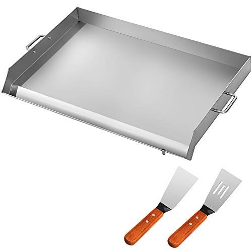 VEVOR Parrilla Plana de Acero Inoxidable de 81 x 43 x 5,6 cm, Placa de Triple Cuchilla para Ollas, Sartén Plana Universal con Ranura de Grasa, Fácil de Mover para Barbacoa en Fiestas de Cocina