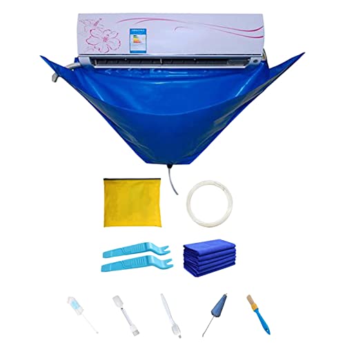 Shenrongtong Kit de Limpieza de Aire Acondicionado - Kit Limpiador de Aire Acondicionado montado en la Pared - Bolsa de Lavado Aircon Impermeable con Salida de Drenaje y Placas de Soporte