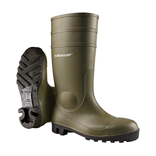 Dunlop Botas De Seguridad De Goma, 42 UE Blanco Verde