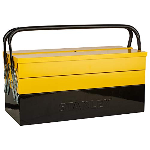 STANLEY 1-94-738 - Caja de herramientas metálica de 5 cajones, Gran volumen de almacenamiento, Dos asas con bisagra, Sistema antipinzamiento, Dimensiones: 47.70 x 25.70 x 22.10 cm