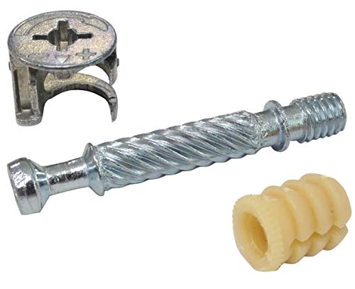 AERZETIX: 30 Juegos de Tornillos de empalmes Racor de Montaje rastex para Paneles de Muebles 18mm con Manga de Clavija plástico C41550