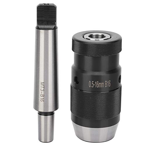 Para taladradora de columna MT3 ‑ B16 Portabrocas sin llave de 0,5-16 mm Dispositivo de liberación rápida con cono Morse adecuado para taladradora de columna, fresadora, torno