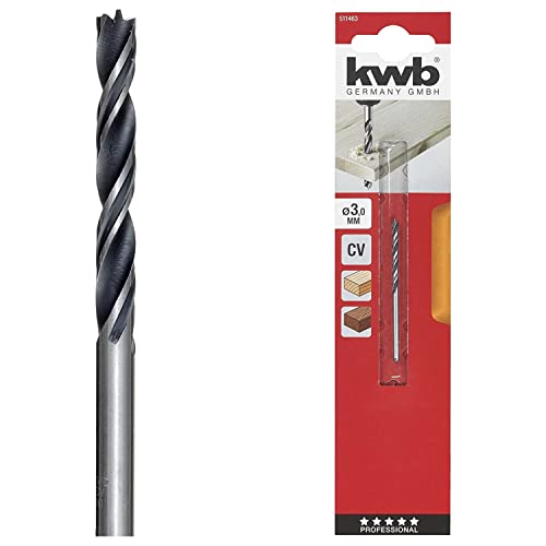 kwb broca en espiral para madera, formada sin virutas, doble espiral, para un avance recto y estable, con punta para centrar y precortador, para perforaciones exactas, para madera blanda y dura