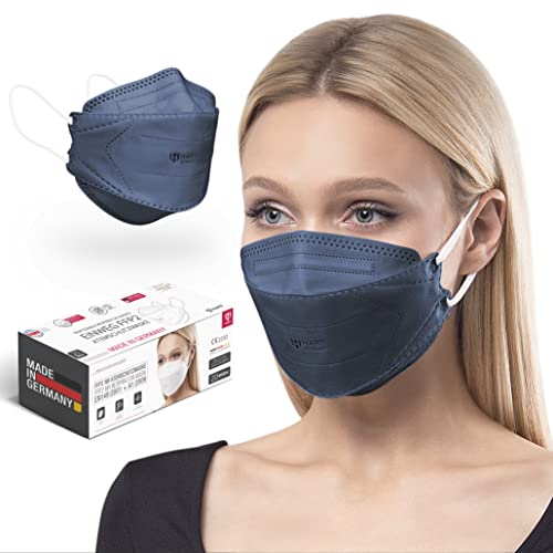 HARD Mascarillas FFP2 | protector bucal | protección respiratoria | respirador | Amigable con la piel - Transpirabl | Tamaño: Standard - embalaje individual - Azul Royal - 20 piezas