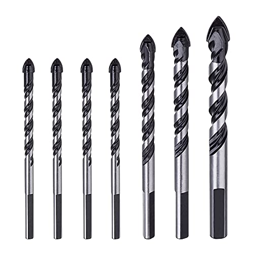 HPMAISON 7 Piezas Juego de brocas con punta de carburo de tungsteno para azulejos, porcelana, cerámica, hormigón, ladrillo, vidrio, plástico y madera,6,6,6,6,8,10,12mm
