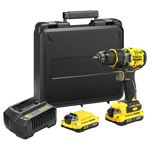 STANLEY FATMAX SFMCD720D2K-QW - Taladro Atornillador 18V LI-Ion, Motor BRUSHLESS, 2 Velocidades, 2100 rpm, 1 Maletín 2 Baterías 2 Ah 1 Cargador Gama FATMAX V20