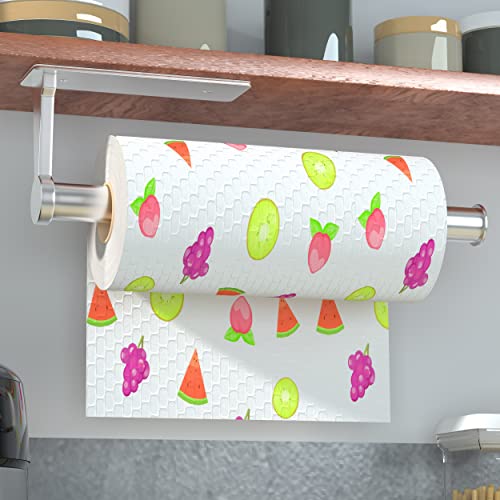 Fishoney Portarrollos Cocina, Porta Rollos de Papel Cocina, Portarrollos para Papel Higiénico, Portarollos Papel Higiénico, Soporte Papel Cocina, Portarrollos Baño, con Adhesivo y Tornillo (Plata)