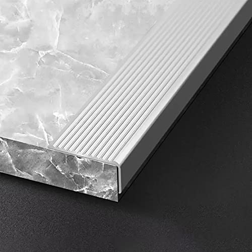 BREALA Tapajuntas Suelo Protector de Peldaños en Forma de L, Listones Antideslizantes Anticolisión para Peldaños Exteriores e Interiores, Topes de Esquina Paredes (Color : Silver)