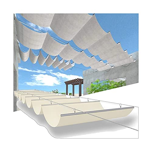 Cubierta de Sombra de toldo de pérgola retráctil, Cubiertas de Sombras onduladas, toldo de pérgola retráctil para Exteriores, Vela de Sombra para balcón, Patio, tamaño Personalizado (Blanco 3x5