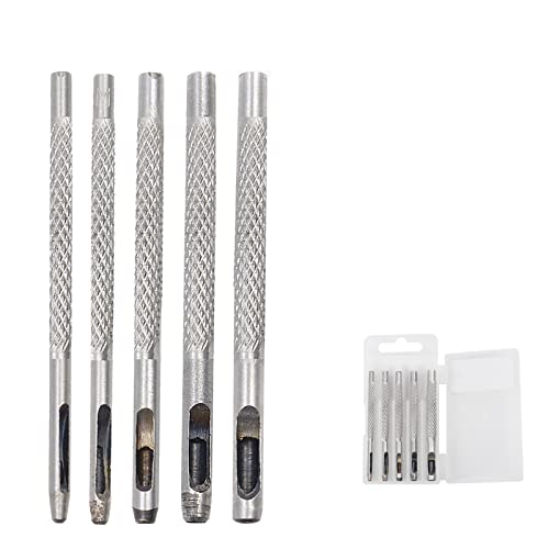 Yzwuyou 5 Piezas Sacabocados Cuero Punzon Hueco Redondo Punzón de Metal con Caja de Almacenamiento,para Cuero, Lona,Caucho, Materiales Blandos(1,5 A 4,0 mm)
