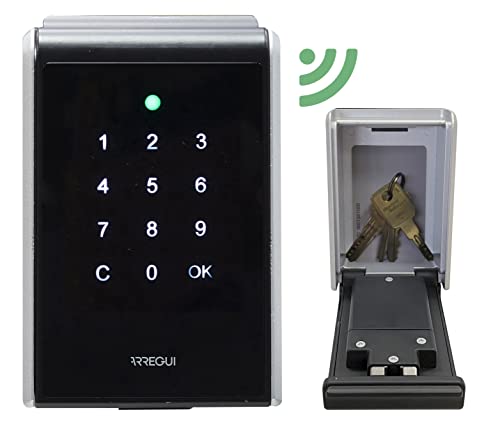 Arregui Keeper-E SEG013 Guardallaves Inteligente, Caja de Seguridad para Llaves con Bluetooth y App Móvil, Caja Fuerte para Llaves, Guardallaves para Apartamentos Turísticos, Smart Home, Plata