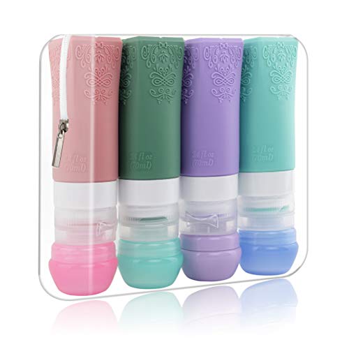 PYJR Botes Viaje, Botes vacio Viaje de Silicona Kit, TSA Approved, Botella de Viaje de Silicona a Prueba de Fugas, para champú, Crema de Noche, loción, Gel. 8Pzs