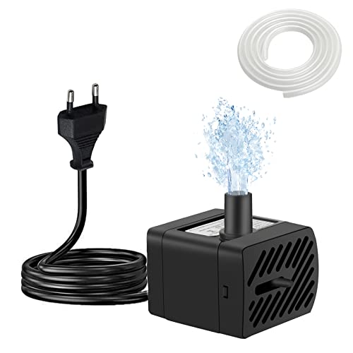 Mini bomba de agua para acuario, ultra silenciosa, 180 H/L, 3 W, con manguera de 1 m y cable de alimentación de 1,2 m, para pequeños acuarios, fuentes, jardines, hidropónicos