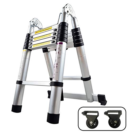 HENGMEI 3.8m Plegable Escalera telescópica de Aluminio Escalera Extensible Plegable Multipropósito Portátil
