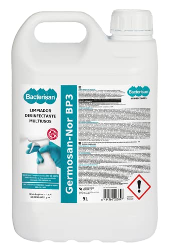 BACTERISAN Germosan Nor BP3, Desinfectante Multiusos Triple Acción, Elimina El 99.95 De Virus, Gérmenes Y Bacterias De Todo Tipo De Objetos Superficies y Textiles - 5 L (Paquete de 1)