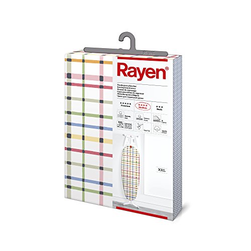 Rayen | Funda Tabla de Planchar Universal | Funda de Planchar Ajuste EasyClip | 3 capas: Espuma, Muletón, tejido 100% Algodón | Gama Medium XXL | Medida: 150 x 55 cm | Estampado