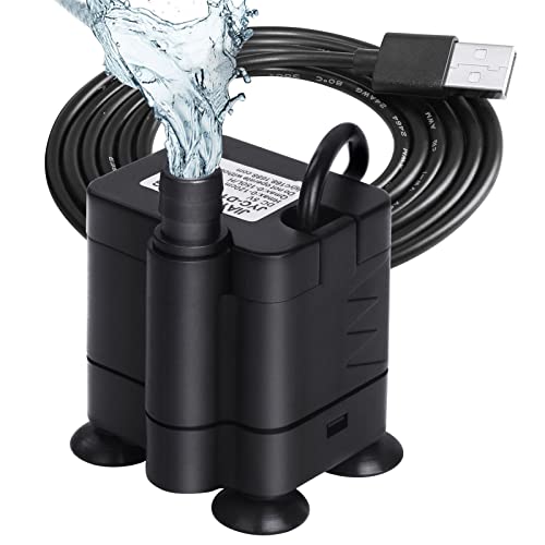 flintronic Mini Bomba de Agua, Bomba Sumergible Bomba de Circulación para Acuario de Fuente de Estanque 150L/H USB Bomba de Agua para Piscinas Pequeñas, Fuente de DC 5V 1-3W(0.4-1.5m)
