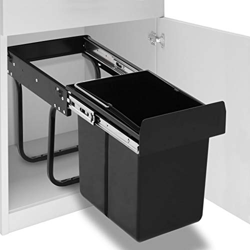 vidaXL Cubo de Basura de Cocina Extraíble Reciclaje Cierre Suave Colector Contenedor Papeleras Basurero para Armarios Muebles 20 L