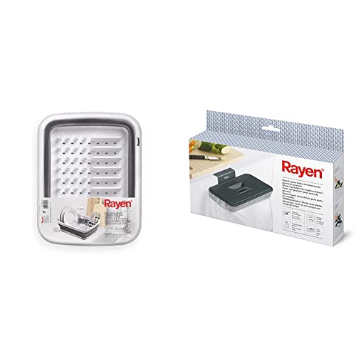 Rayen Escurreplatos Plegable, Color Gris Claro Y Gris Oscuro, Medida Plegado: 37.7 x 29.3 x 5 cm, 2301.01 & Soporte para Bolsas de Basura para Puerta de Armario