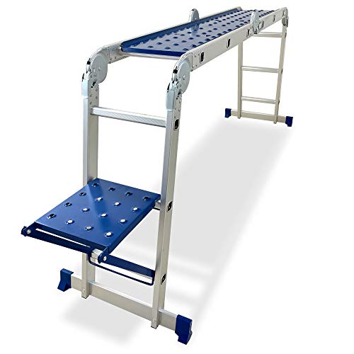 K•LUTECH – Escalera Plegable de 3,5 m multiposición, telescópica, Fabricada en Aluminio, Calidad Profesional, Marcha de Confort, certificación de 150 kg, Conforme a Las Normas EN131 CE