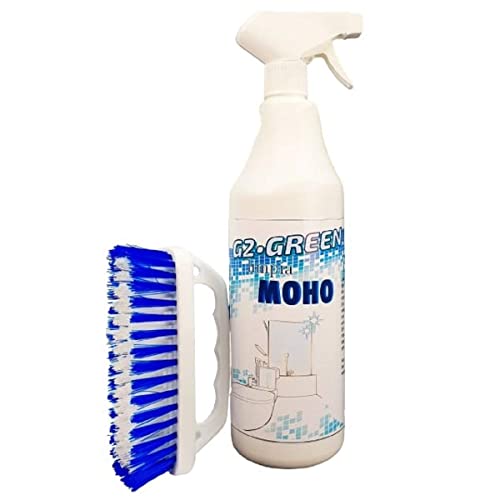 LIMPIADOR MOHO 1L + CEPILLO LIMPIEZA acción inmediata, efecto blanqueante, gran poder énergico, baño, suelo, ducha limpiador de juntas quita mancha de humedades, RESULTADOS IMPECABLES