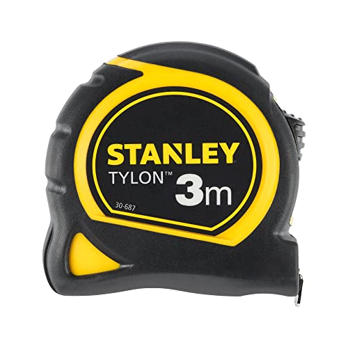 STANLEY 0-30-687, Cinta métrica (3m x 13mm), Bi-Material Tylon, Cinta métrica ligera, Compacta y ergonómica con gancho para cinturón