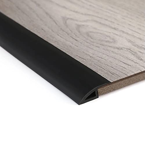 Tira autoadhesiva de 2 m para puerta de piso laminado, tira de umbral de transición, tiras de piso de goma de PVC, tira de borde de umbral de transición de 10 mm, color negro