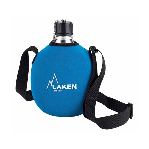 LAKEN Clásica, Cantimplora de Aluminio con Fonda de Neoppreno, Azul, 1 L