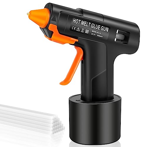 Pistola de Silicona Caliente Inalámbrica 5000mAh, Pistola de Pegamento con 25pcs Barras, Calentamiento Rápido 15S, Pistola Manualidades para Bricolaje, Ideal para Hogar y Proyectos Escolares