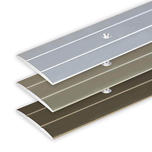 Toolerando Tapajuntas, Tira de Transición, Perfil de Unión para Suelos, Aluminio, Para Atornillar, Listón 134 cm x 36 mm x 2,5 mm, Color Champán