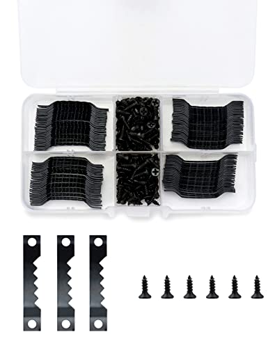 QWORK 300 Piezas Colgador De Cuadros con 200 Piezas Tornillos , Ganchos Para Colgar Cuadros , Ganchos Para Marcos De Cuadros , Con Caja , Negro