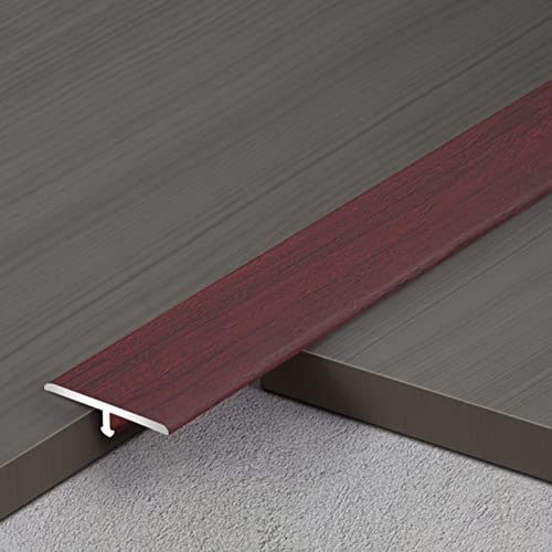 Tapajuntas Suelo Tiras de transición de moldura en T para pisos laminados, Reductor de suelo de 2,5 cm de ancho, moldura de borde plano de vinilo de madera, Autoadhesivo de flauta reductora de metal c