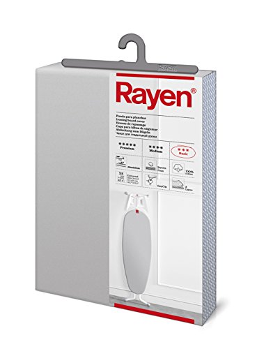 Rayen | Funda Tabla de Planchar Universal | Funda de Planchar Ajuste EasyClip | 2 capas: Espuma y tejido 100% Algodón | Calidad Aluminio | Gama Basic | Medida: 115 x 38 cm | Gris
