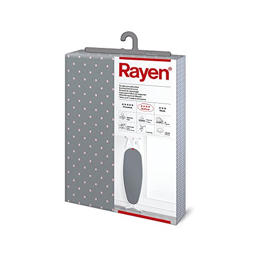 Rayen | Funda Tabla de Planchar Universal | Funda de Planchar Ajuste EasyClip | 3 capas: Espuma, Muletón, tejido 100% Algodón | Gama Medium | Medida: 130 x 47 cm | Estampado