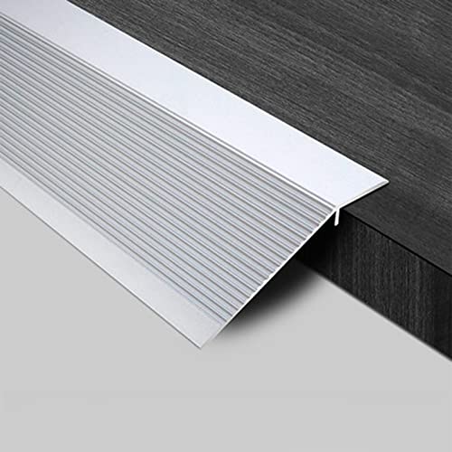 BREALA Tapajuntas Suelo Umbral de Transición de Aluminio, Rampas de Umbral para Puertas/Sillas de Ruedas, Reductor de Umbral de Puerta/Baldosa, Borde de Puerta Adecuado (Color : Silver)
