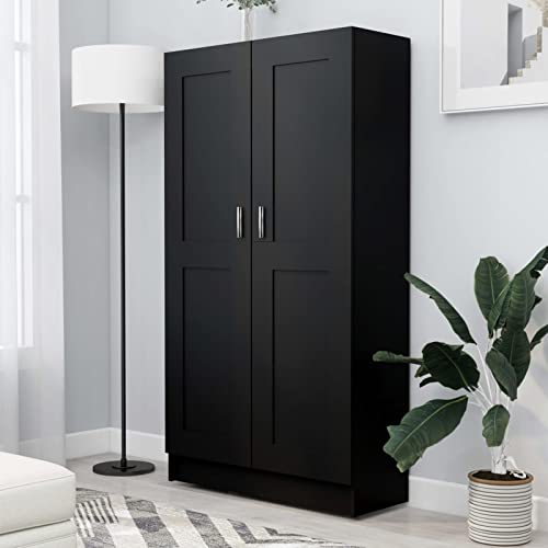 Tidyard Armario Multiusos Armario Libros Mueble Armario Multiusos,Armario Libros,Aparadores para Salon,Armario Escobero 82.5 x 30.5 x 150 cm Negro,Armario de Suelo Aparador Auxilar