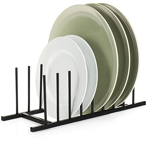 COM-FOUR® Escurreplatos - Portaplatos de metal - Escurreplatos estable - Organizador de cocina moderno - Secador de platos noble (1x negro - metal)