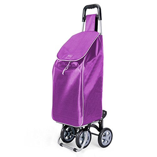 Metaltex Trillium - Carro de Compra con 4 ruedas, Morado, 50 Litros