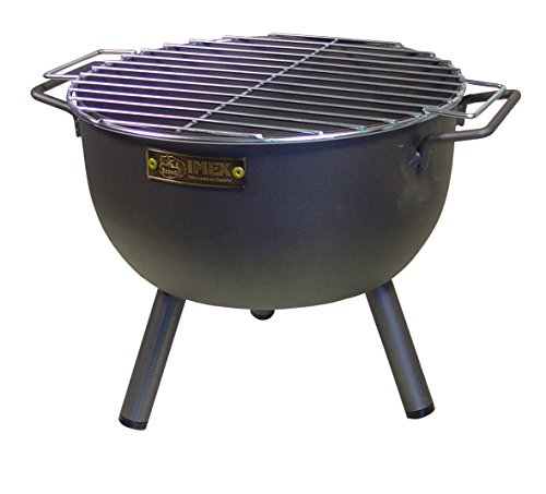 IMEX EL ZORRO 71426.0 Barbacoa Sobremesa Redonda con Parrilla Cincada, Negro, 30 x 28 x 40 cm