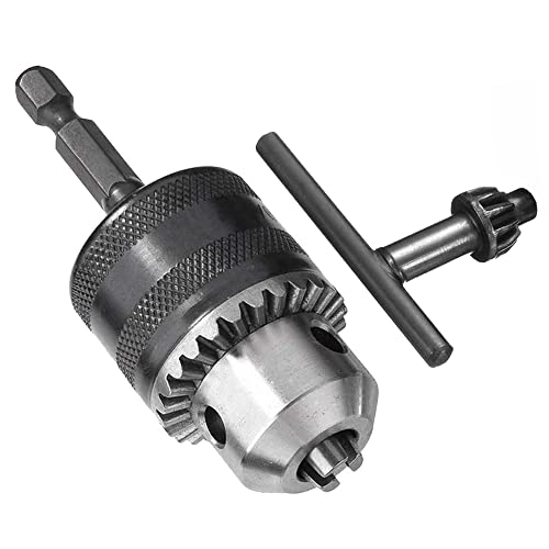 Treki Portabrocas de 1.5-13mm Taladro Adaptador de Mandril Hexagonal de 1/4 pulgada con Llave Taladro Chuck Adaptador de Cambio Rápido de Conexión Para Torno Taladro Eléctrico