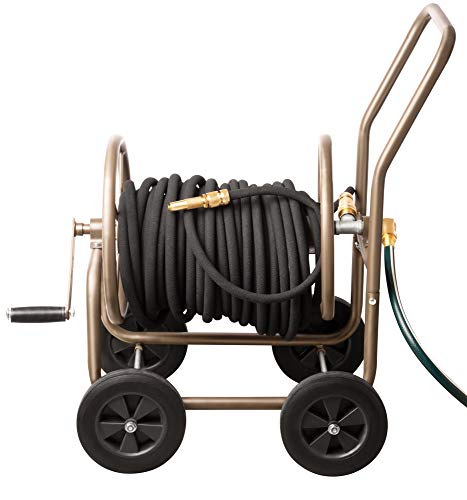 UPP Carrito de Metal para Manguera de jardín I Carro portamanguera metálico I Carrete colgador Manguera enrollable, Enrollador de Manguera de jardín I Carretilla de riego (82x48x80cm, 60m de Manguera)