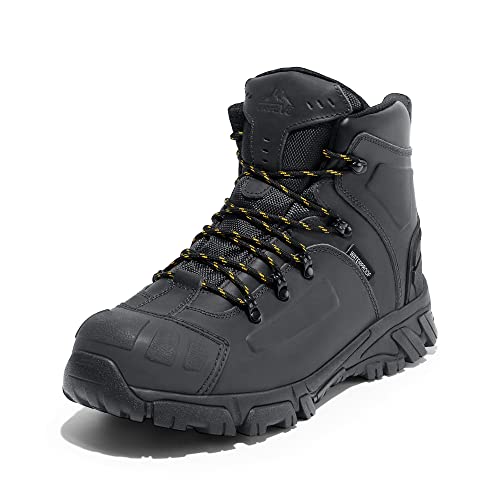 NORTIV8 Botas de Seguridad Piel Hombre Mujer Antiestaticas Ligeras Botas de Trabajo Hombre Antideslizante de Fibra de Vidrio Puntera Zapatos de Seguridad Impermeable Negro SNIC225M-E Talla 41 (EUR)