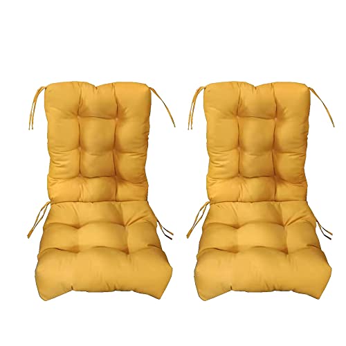 Genérico Pack 2 Cojines con Respaldo para Sillas Jardin Conjunto Cojin de Asiento para Interior y Exterior Cómodo. Cojines para sillas Comedor, mecedoras, terraza (Amarillos)